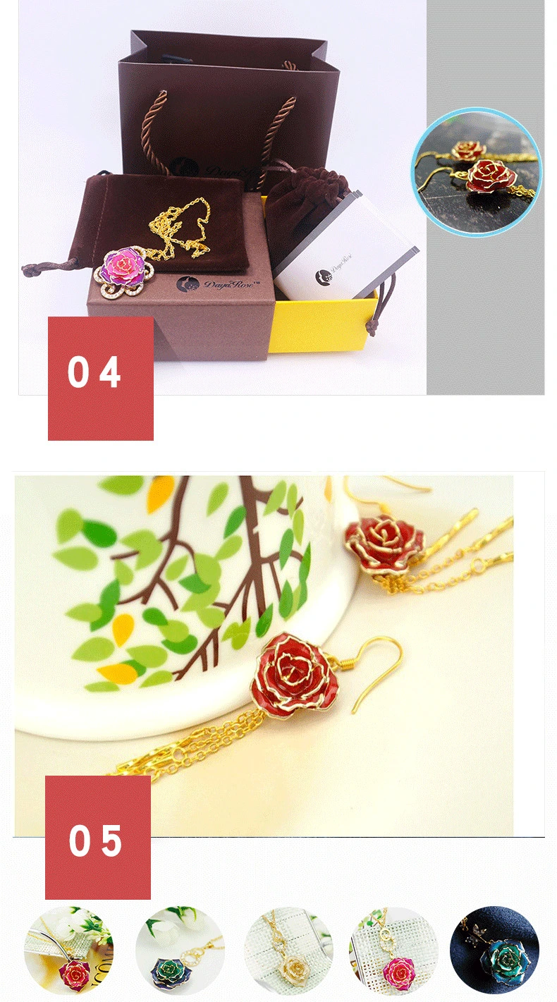 Gold Rose Ear Stud with Fringe (fresh rose)