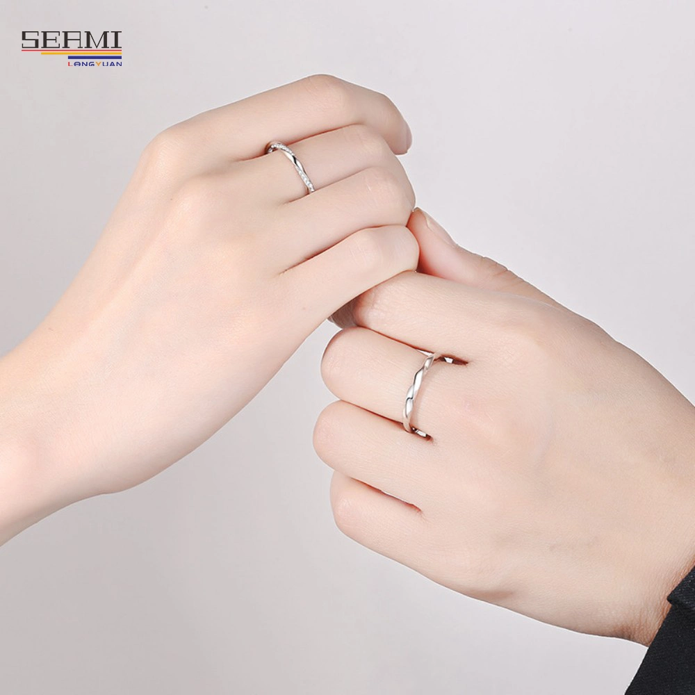 S925 Silver Ring Mobius Ring Open Couple Ring Valentine′s Day Gift