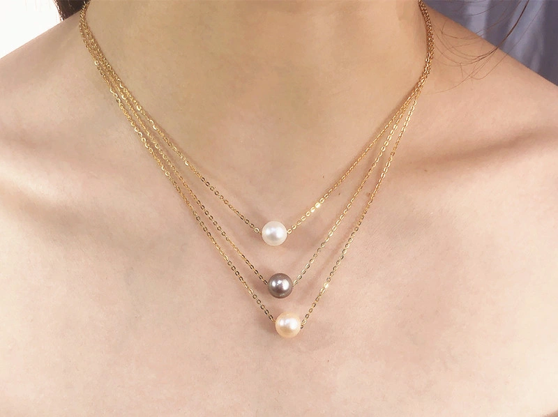 925 Sterling Silver AAA Real Natural Genuine Fresh Water Freshwater Single Pearl Necklace Jewelry Pearl Necklace