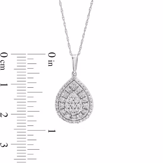 컴포지트 페어형 10k 화이트 골드 더블 프레임 다이아몬드 네크리스