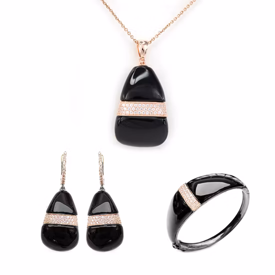 배석이 들어간 고품질 실버 주얼리 목걸이 925